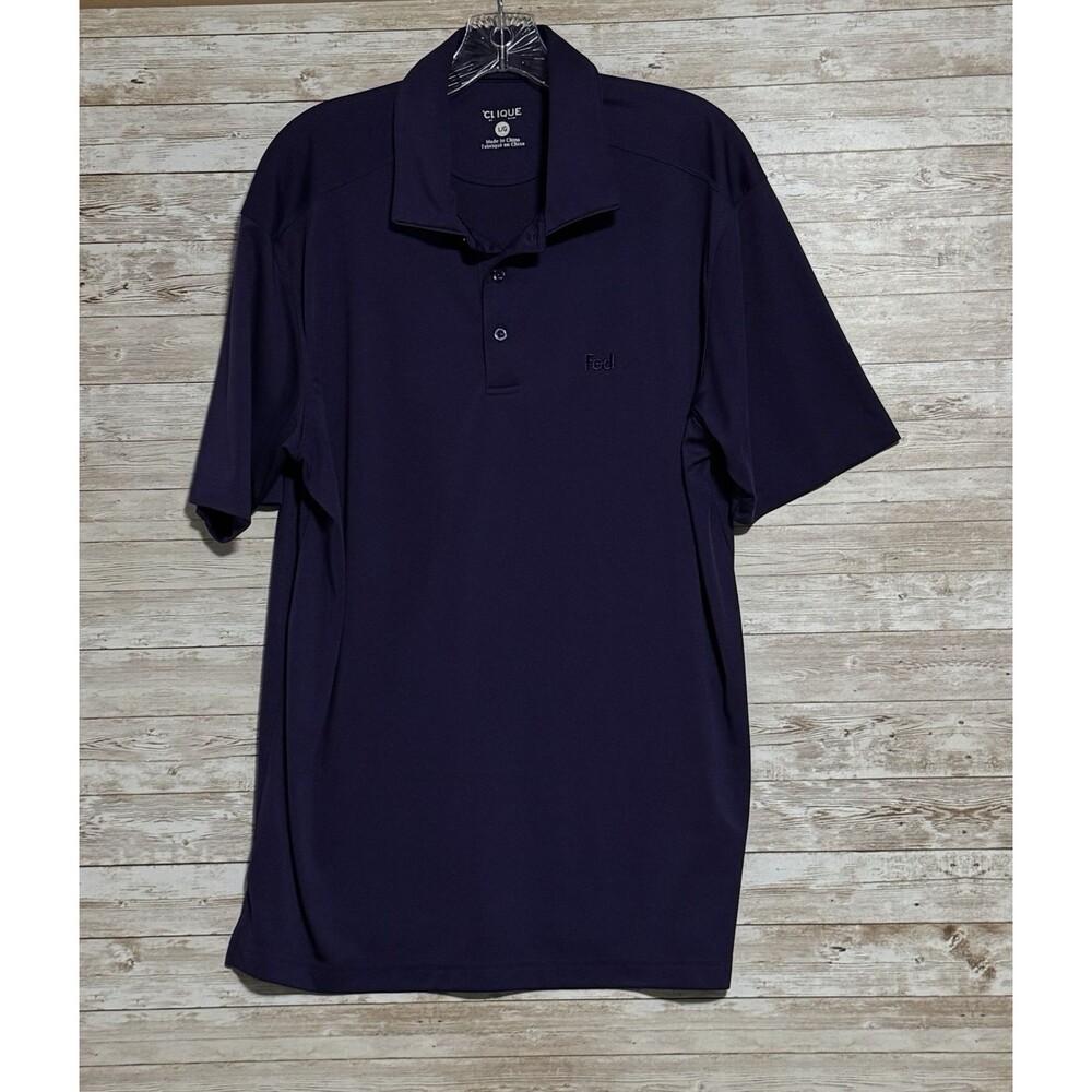 FedEx Mens Polo Shirt by Clique L Purple Golf Gorpcore Y2K
